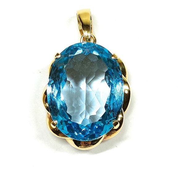 Pendant K18 white with diamonds & topaz – Συρίβελης Jewelry Pendant Head Topaz K18 1842241